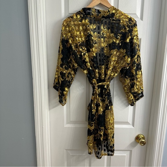 Vintage Victoria’s Secret Robe Gold Label Black Luxury Casual Lounge One Size - Picture 5 of 8